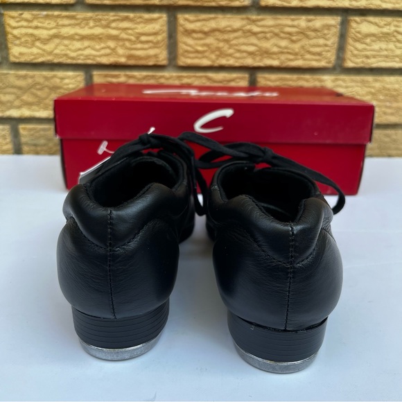 CG09 Capezio Premiere Black Leather Tap Shoes Women’s 4.5 Fit Child 2-2.5 New - Picture 3 of 14